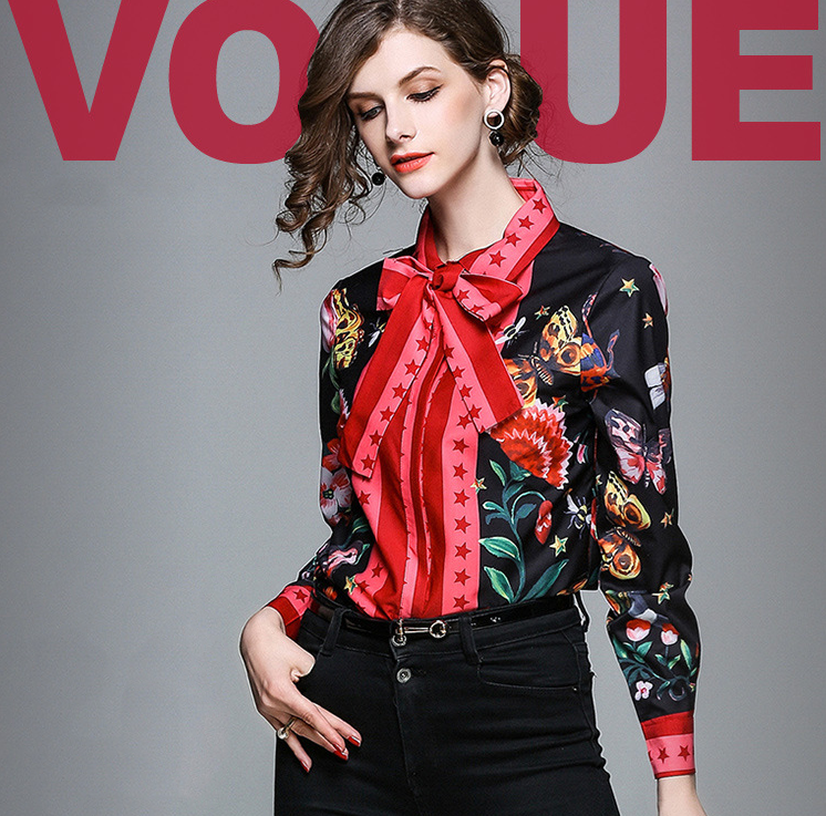 Print Slim Long Sleeve Versatile Lapel Shirt