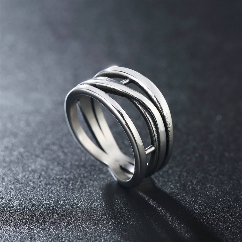 Personality Super Cool Fashion Irregular Line Titanium Steel Ring
