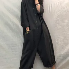 Loose Plus Size Women's Casual All-match Overalls - Black - View 1