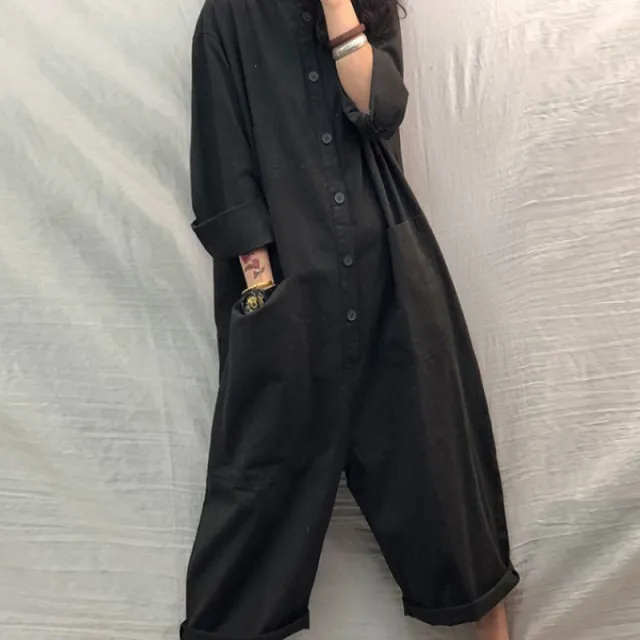 Loose Plus Size Women's Casual All match Overalls Black - Shop at LoveMi