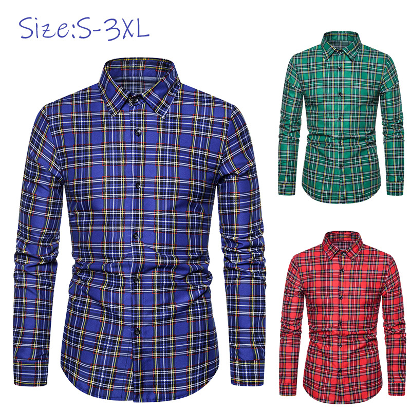 Large Size Bar Check Casual Long-sleeved Plus Size Fat Shirt