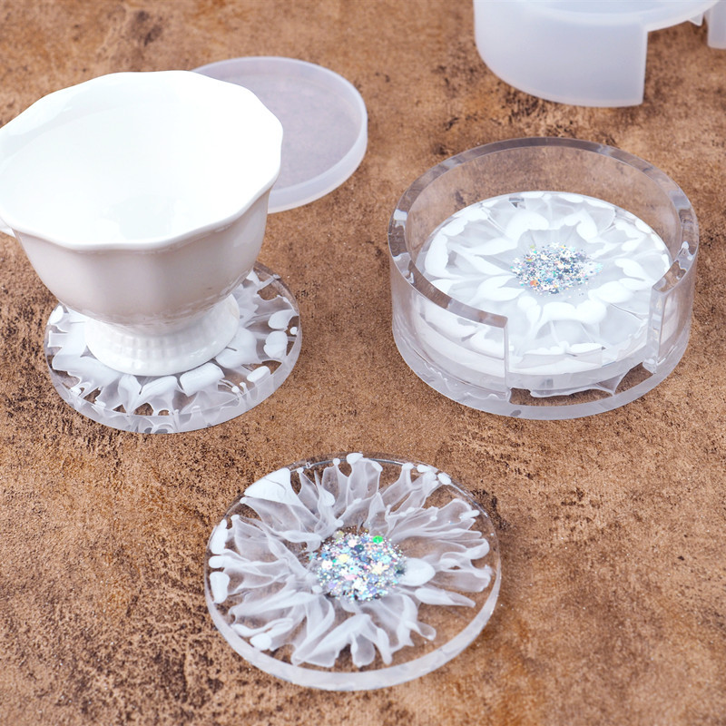 DIY Crystal Dropped Epoxy Coaster Round Coaster Box Storage Box Silicone Mirror Mold