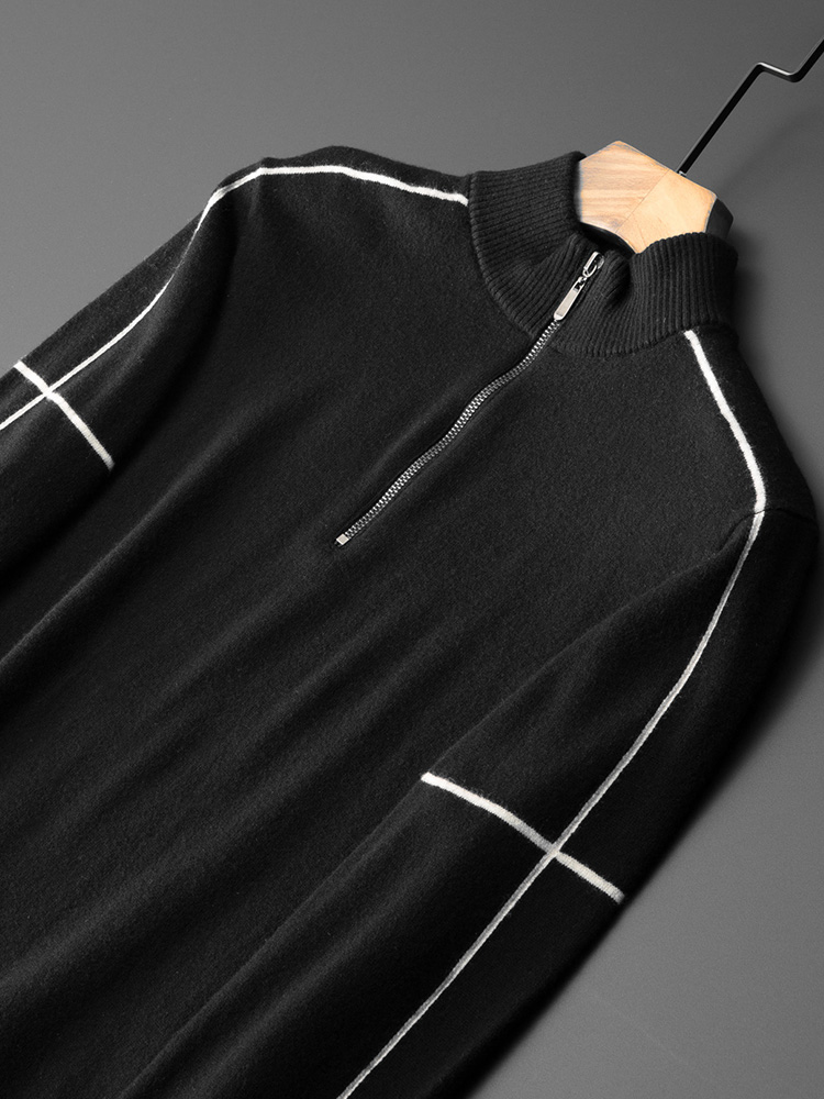 Zipper Half High Collar Autumn Winter Thin Sweater