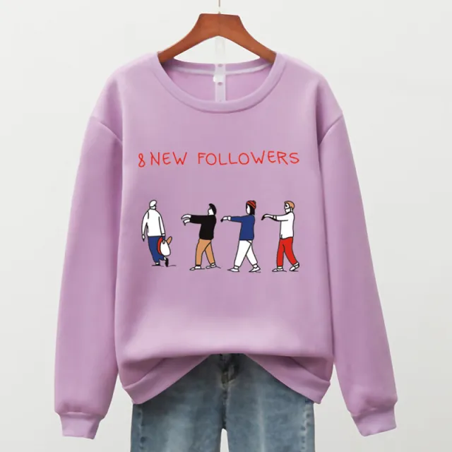 Women's Autumn And Winter Pullover Round Neck Sweater Purple - Shop at LoveMi