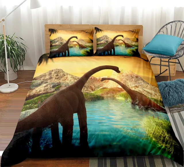 Dinosaur 3D Home Textile Jurassic Three Or Four Piece Set Sunset - Shop at LoveMi