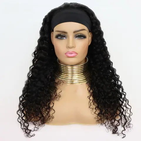 Brazilian Water Wave Headband Human Hair Wigs