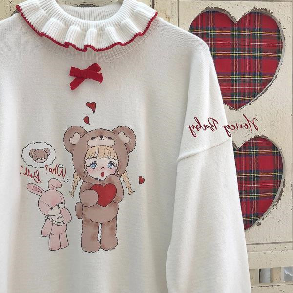 Japanese Department Lovely Bear Pullover Female