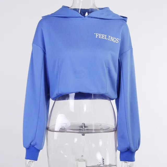 Solid Color Monogrammed Hooded Hoodie Lady Blue - Shop at LoveMi