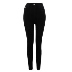 Slim Mid Waist Pencil Jeans Skinny Little Feet Skinny Jeans Women's Pants - Black - View 1