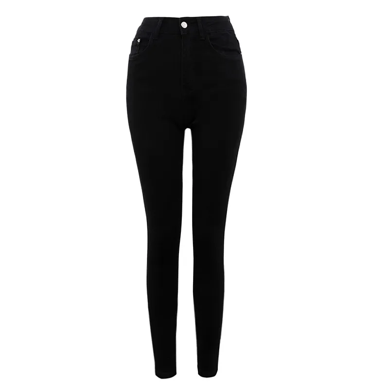Slim Mid Waist Pencil Jeans Skinny Little Feet Skinny Jeans Women's Pants - Black