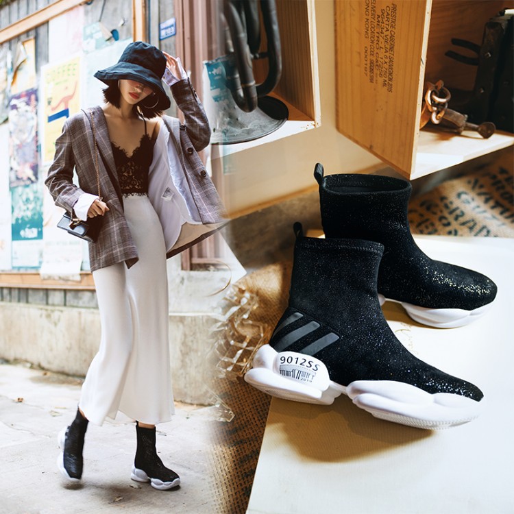 Thick-soled Women's Boots Cashmere Thin and Elastic