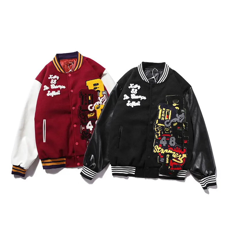 Embroidered Baseball Uniform Men's Stand-Up Collar Quilted
