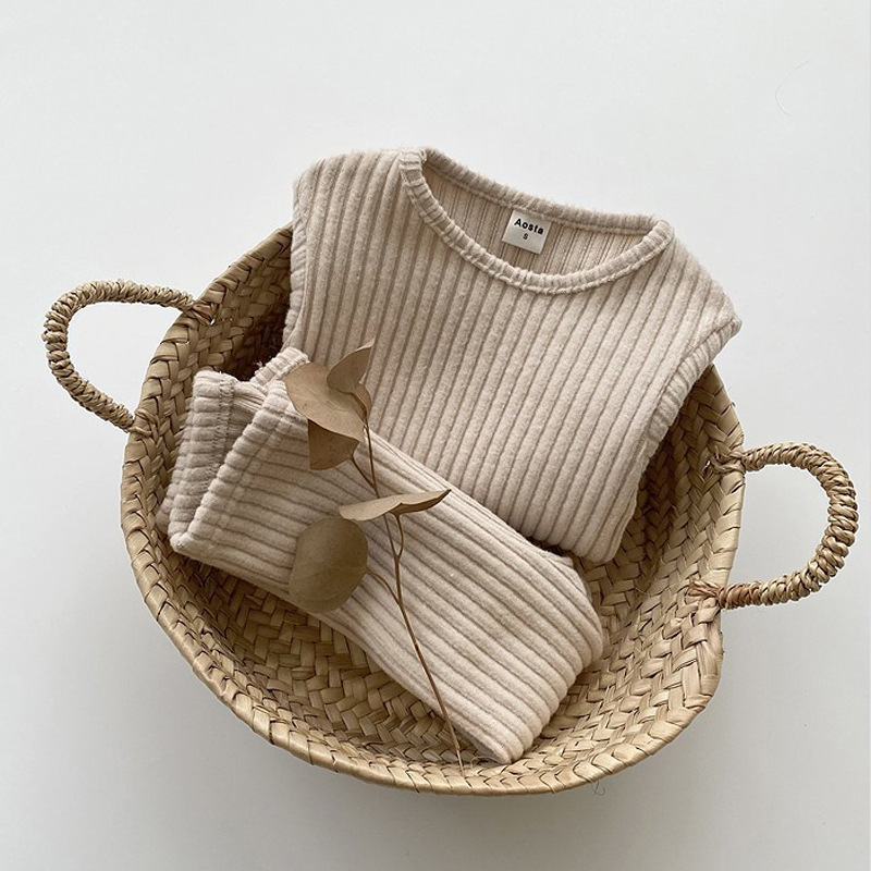 Children's Solid Color Warm All-match Top