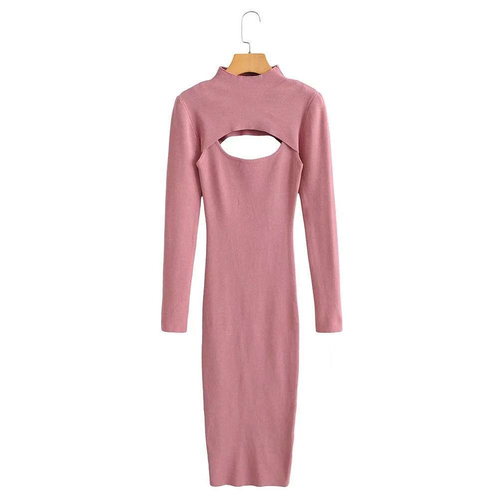 Fashionable Two-Piece Knitted Dress With Hollow Chest