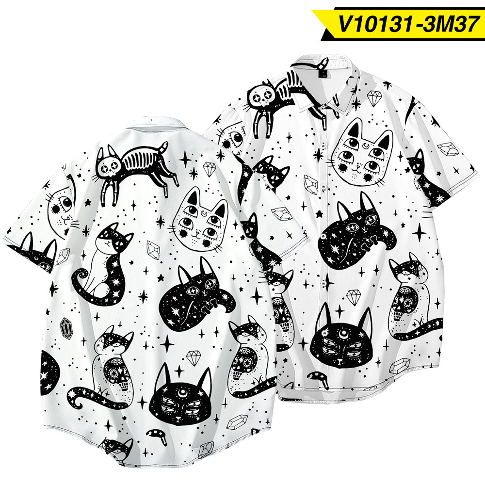 Cat Series Printed Short Sleeve Women's Shirt