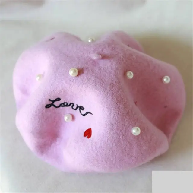 Fashion Pearl Letter Embroidered Bud Hat Pink - Shop at LoveMi