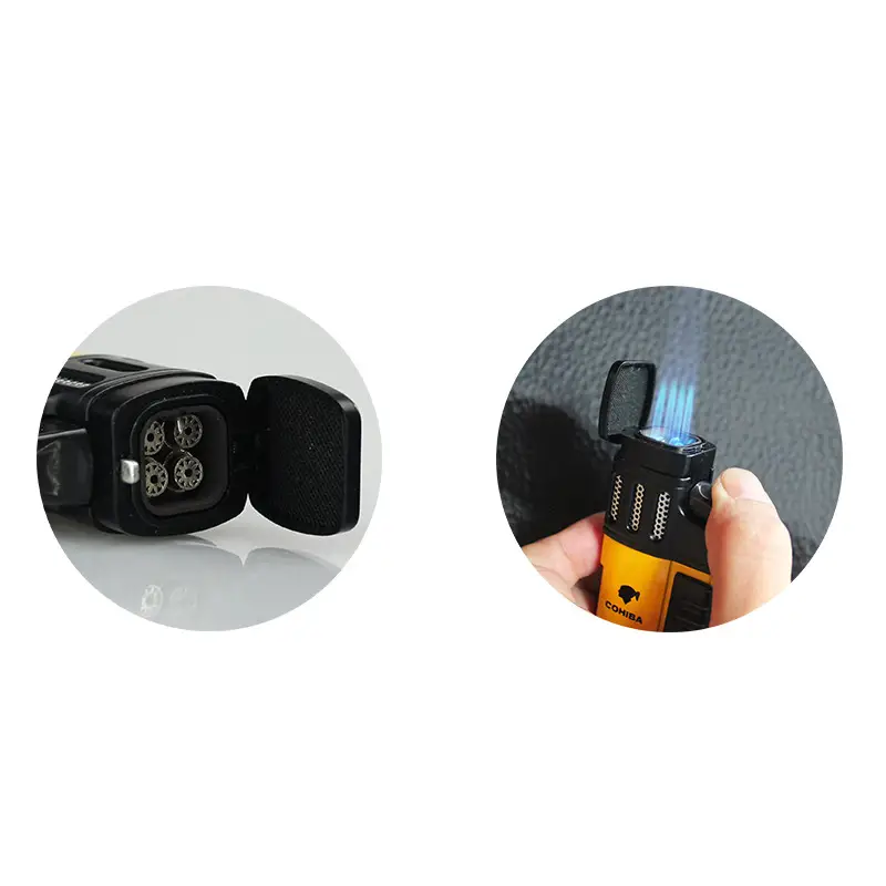 Commemorative Edition Portable Four Straight Cigar Lighter With Hole Opener