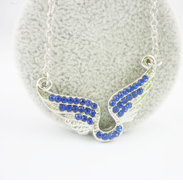 Eros Wings Full Diamond Multicolor Girls Pendant Necklace