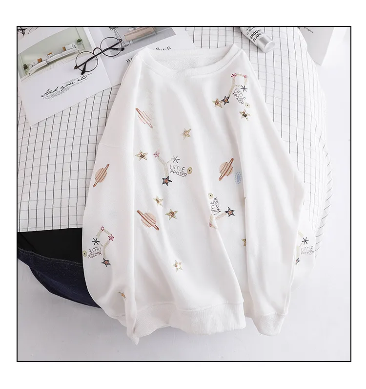 Korean Style Embroidered Sweater Women's Thin Loose - Red