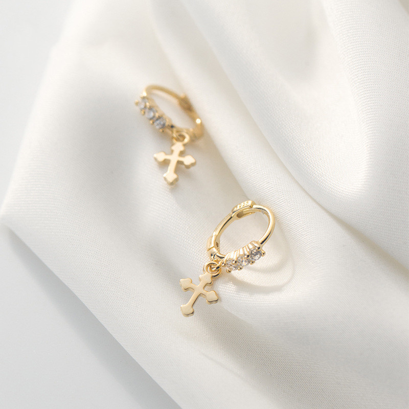 Temperament Sweet And Glossy Cross Earring Jewelry