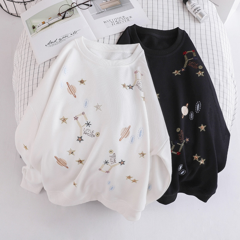 Korean Style Embroidered Sweater Women's Thin Loose