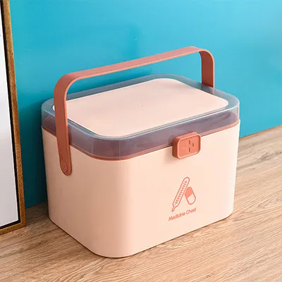 Portable Portable Double layer First Aid Medicine Box Pink - Shop at LoveMi