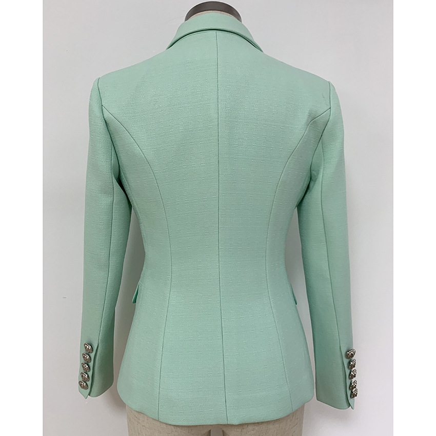 Fashionable Double-Breasted Lion Head Buckle Slim Suit Jacket