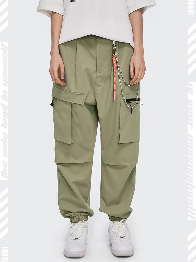 Solid Color Loose Big Pockets and Three-Dimensional Overalls