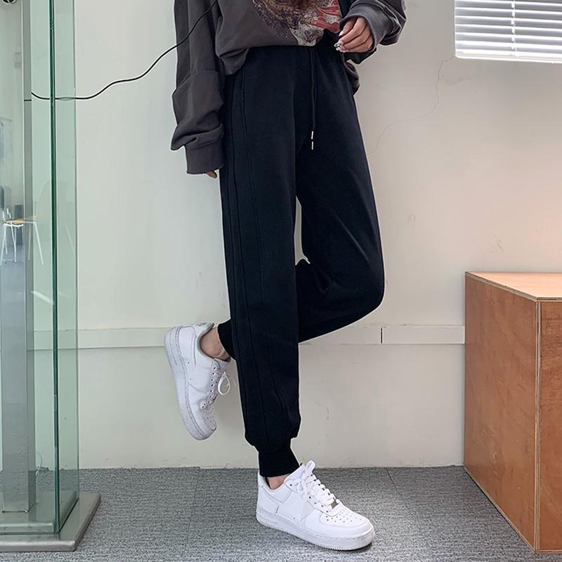 Gray Sweatpants And Trousers Plus Velvet Thickening