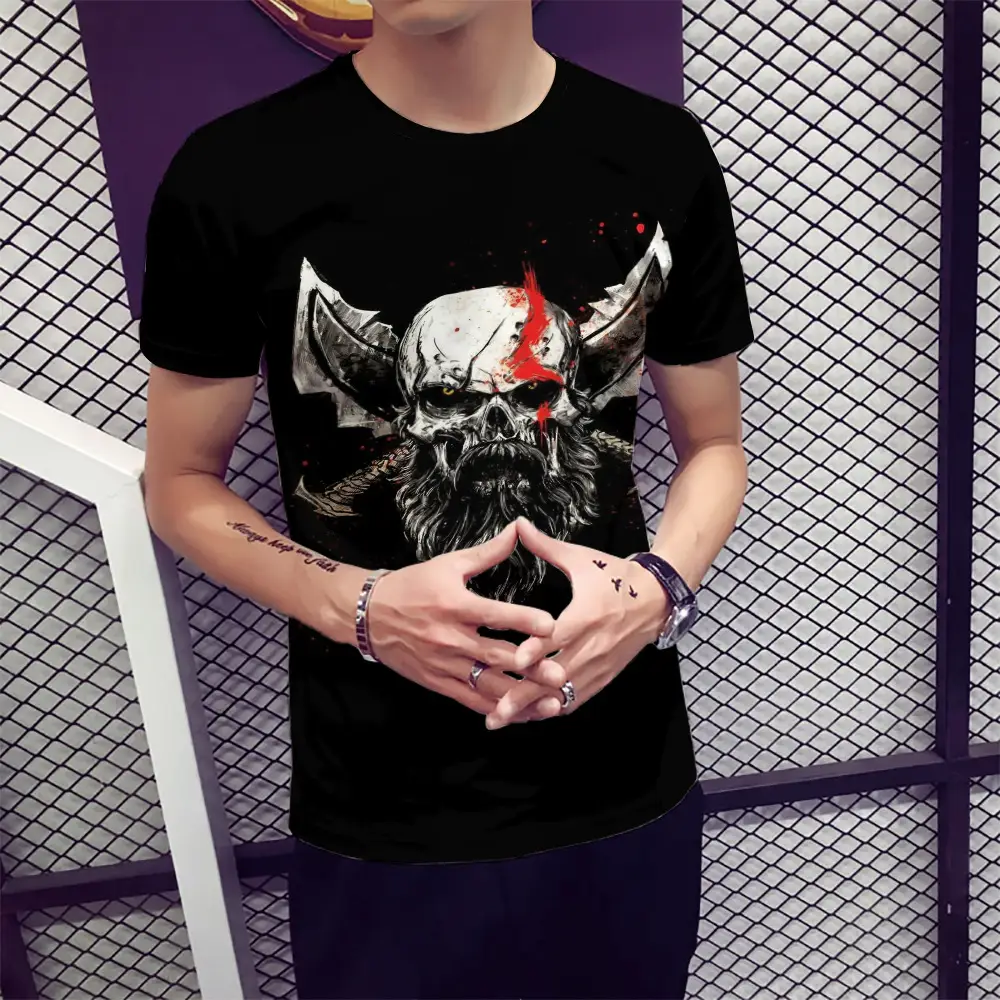 Skull 3D Digital Printing Men's Fashion Round Neck Short Sleeves