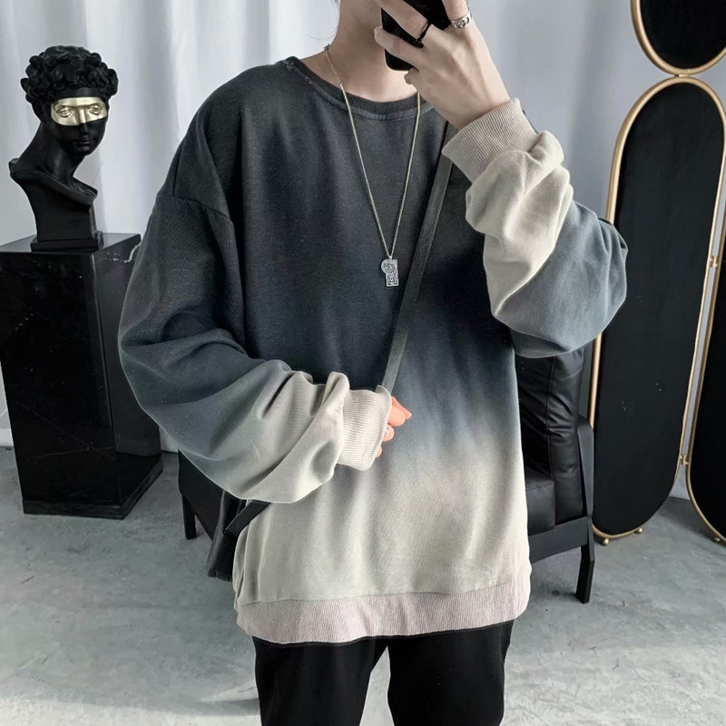 All-match Gradient Round Neck Pullover Top Bottoming Shirt Jacket