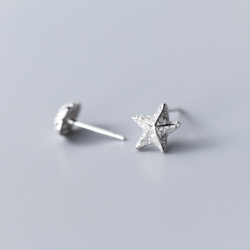 Starfish Shell Full Diamond Asymmetric Ear Jewelry