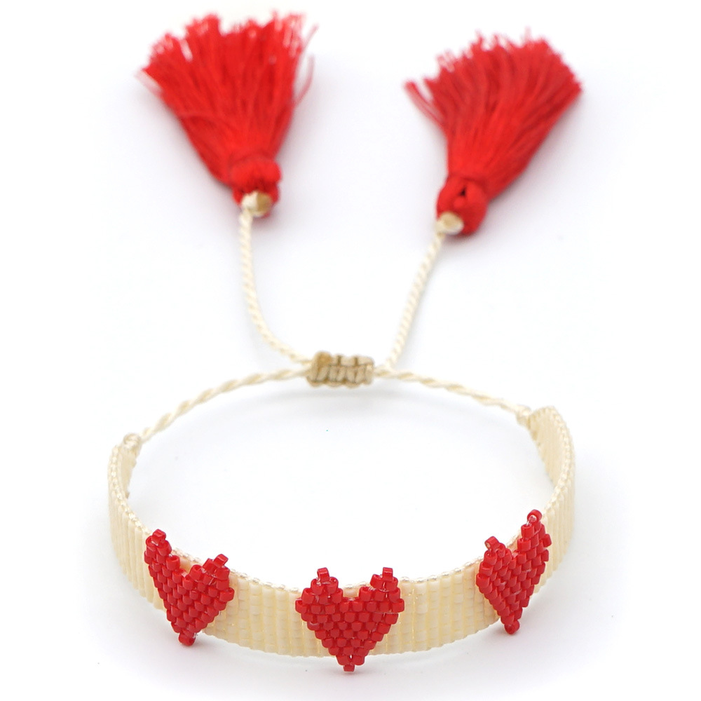 Miyuki Rice Beads Bracelet Women Retro Bohemian Ethnic Style Tassel Wild Love