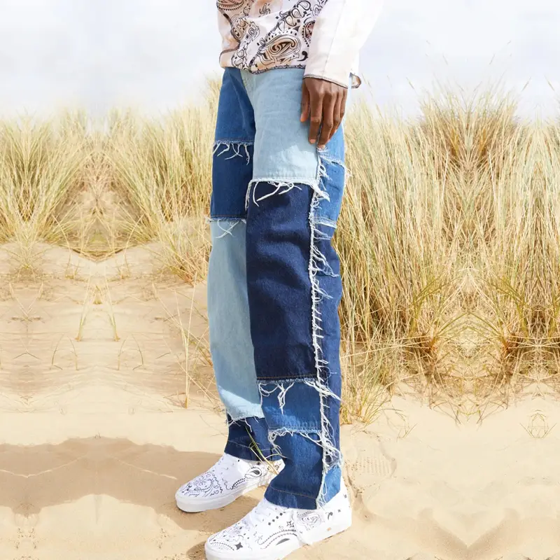 Men's Jeans Cross - border Hot Style Color Contrast