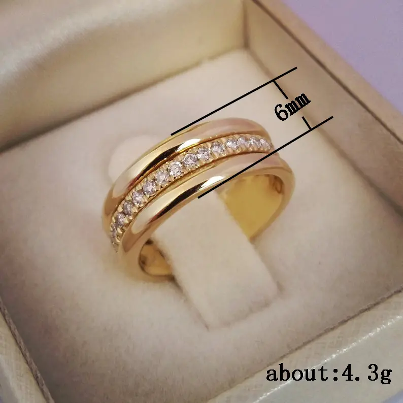 Simple Golden Sliver Rhinestones Ring Copper Plated