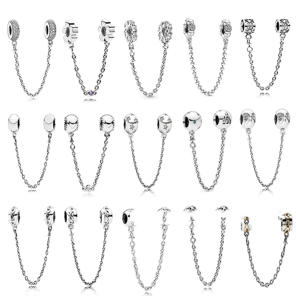 Logo Love Pentagram Bow Safety Chain Bracelet Beaded Women