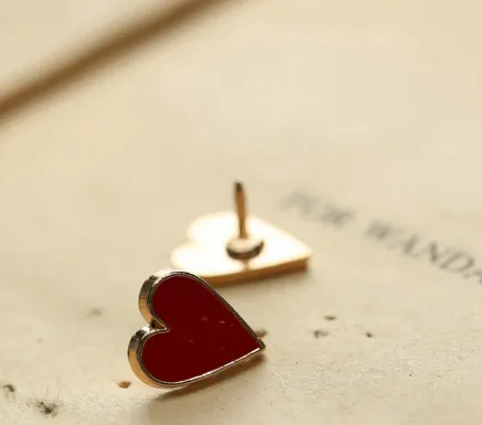 Korean Version Playing Card Brooch Spades Square Collar Pin - Red