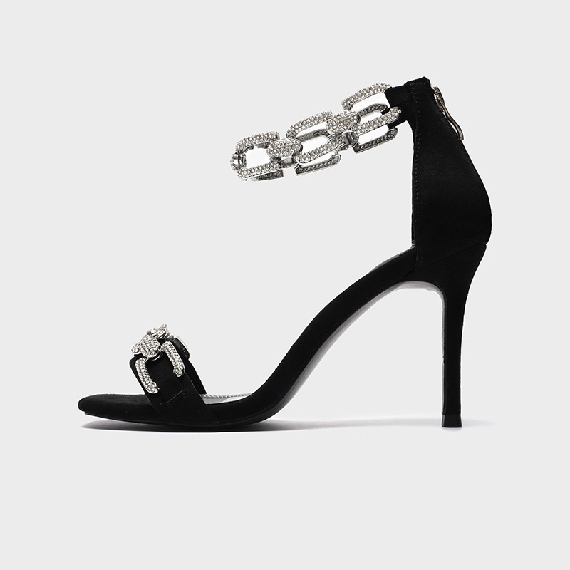 Fashion  Toe High-heeled Diamond Chain Hollow Stiletto Shoes