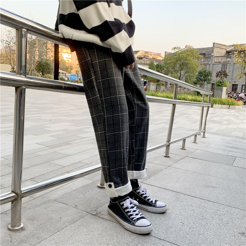 Autumn and Winter Youth Mid-rise Loose Straight Wide-leg Pants