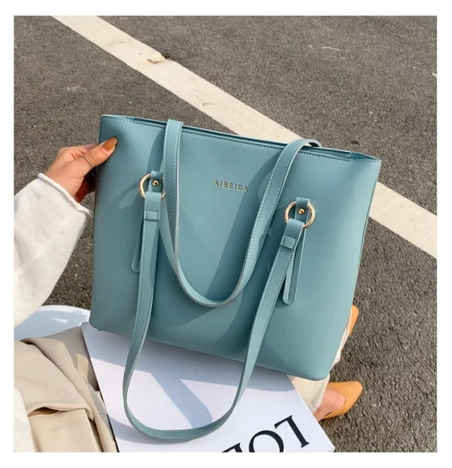 Pure Color Large Capacity Fashion All match Tote Bag Blue - Shop at LoveMi
