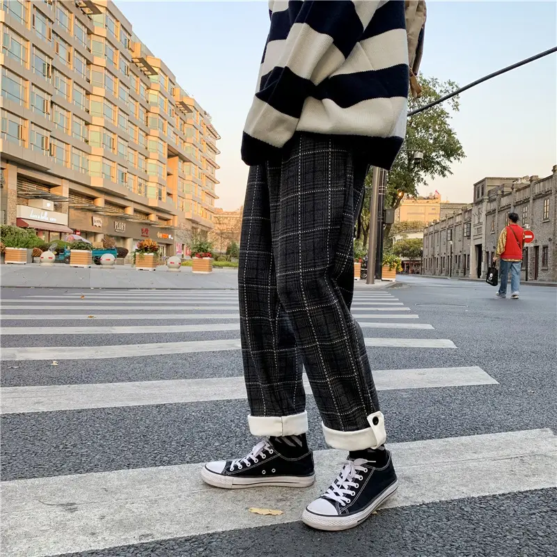 Autumn and Winter Youth Mid-rise Loose Straight Wide-leg Pants