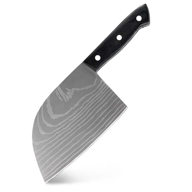 Damascus Laser Stainless Steel Domestic Kitchen Knife Black - Shop at LoveMi
