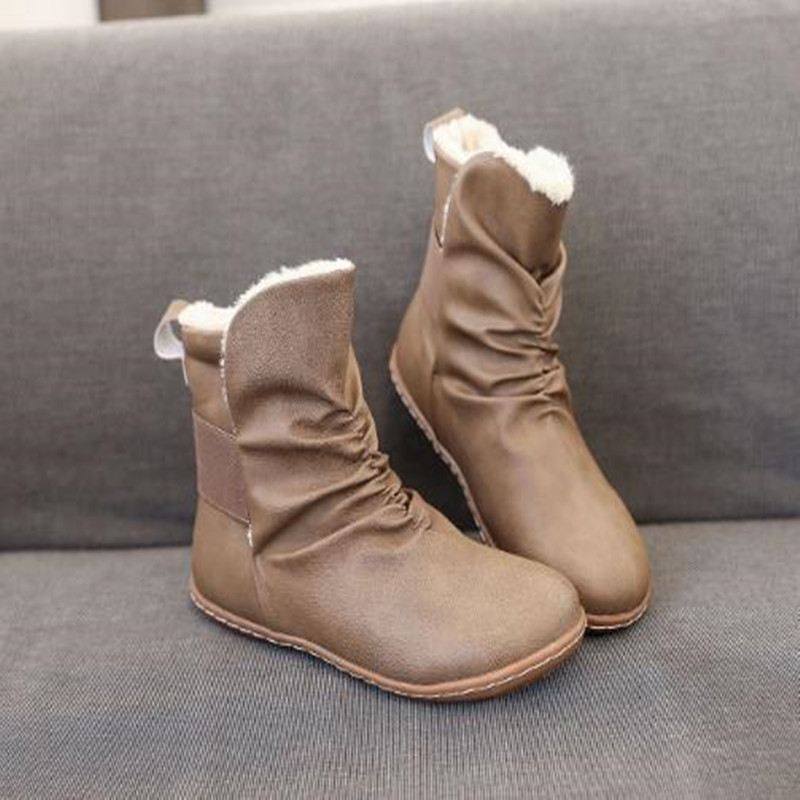 Women's New Winter Shoes Casual Flat Warm Snow Boots Khaki - Shop at LoveMi