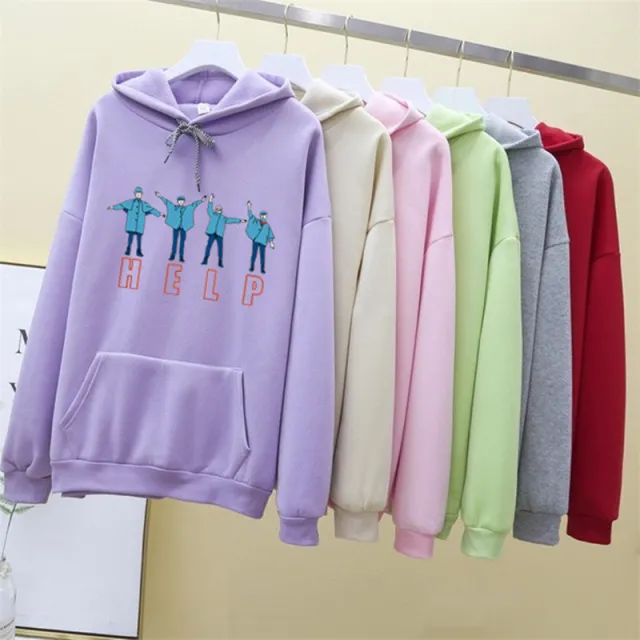 Hooded Sweater Thickened Free fitting Hoodie With Long Sleeves C2 Purple - Shop at LoveMi