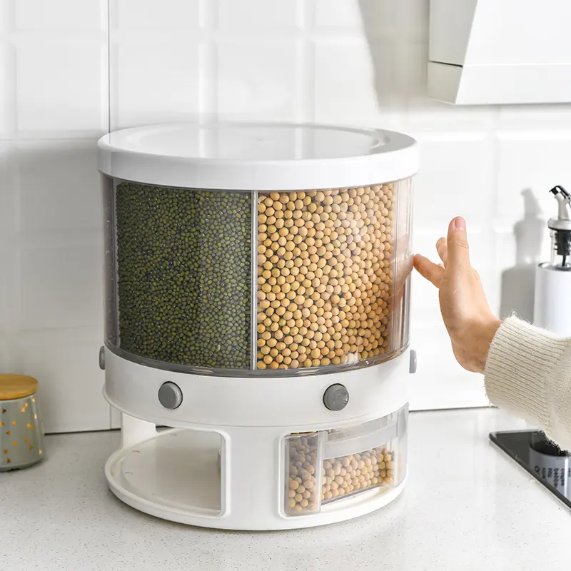 Food Storage Box Rotatable Multi-functional Dividing Rice Bucket Household