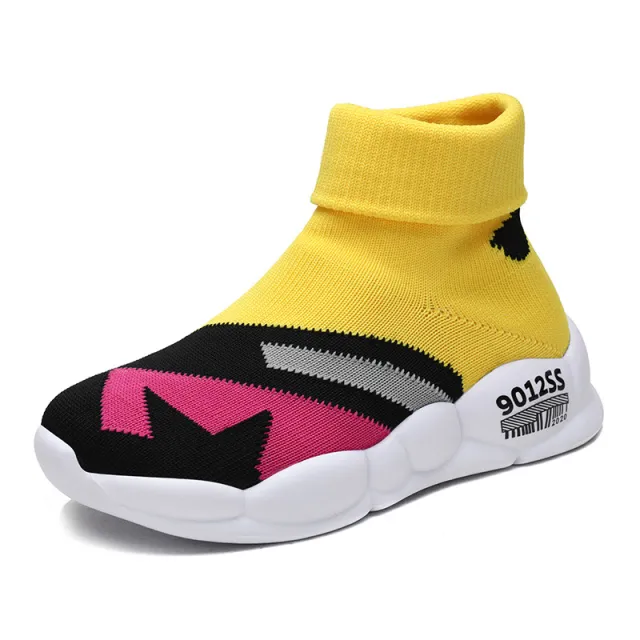 New Girls' Breathable Flying Woven Sneakers for Autumn Yellow - Shop at LoveMi