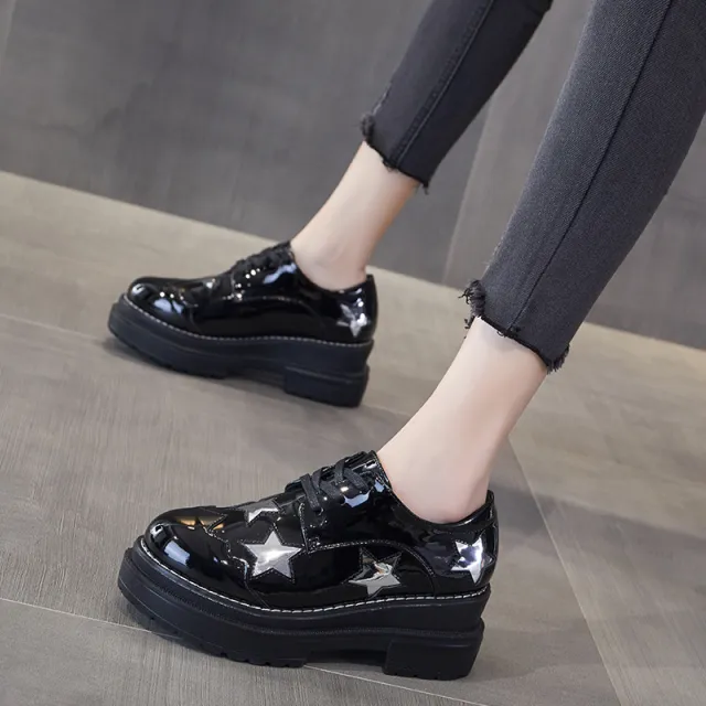 Light Platform Shoes For Women With Thick Soles For Spring Black - Shop at LoveMi