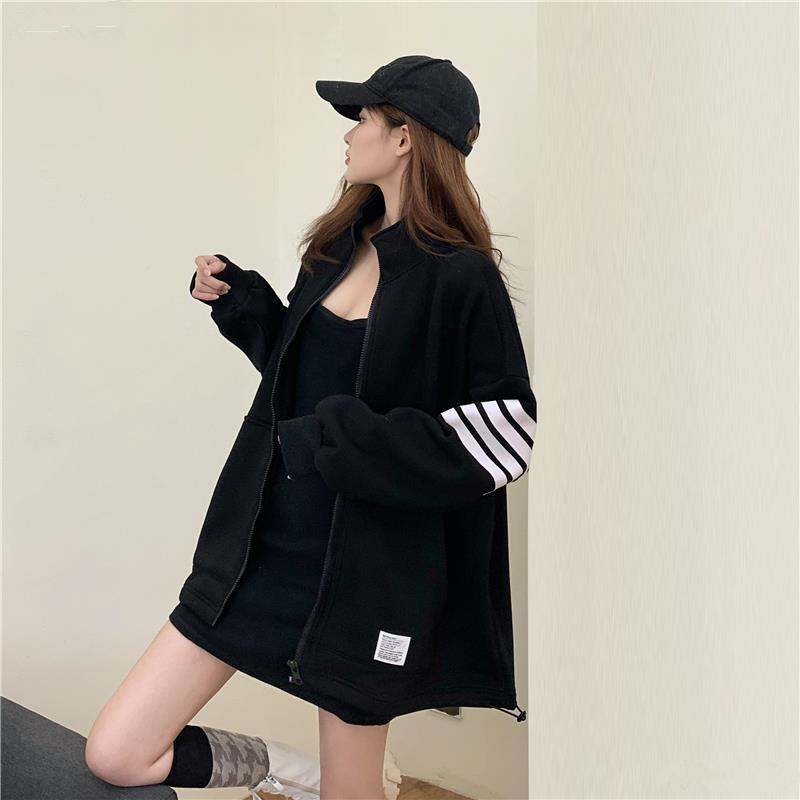 Thickening and Cashmere Mid-Length Baseball Uniform Jacket
