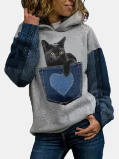 Round Neck Cotton Pullover Hooded Plus Fleece Sweater - 3 Colour-Xl - View 1