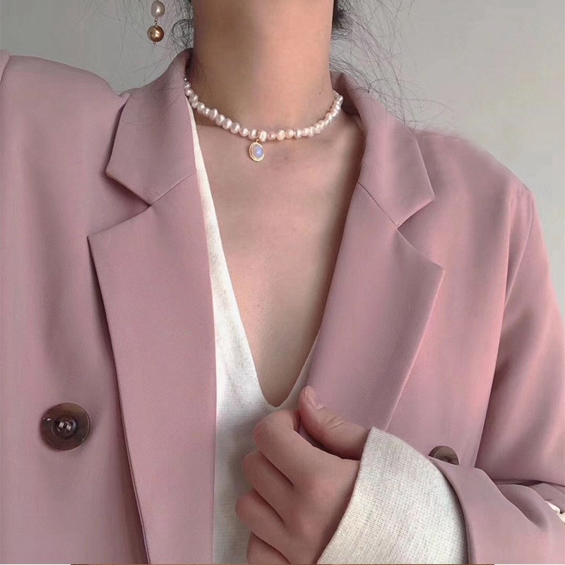 Vintage French Palace Pearl Pendant Clavicle Chain